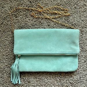 Street Level Mint Green Suede Clutch